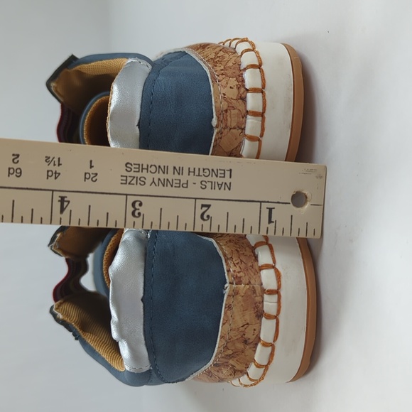 Faux Suede Leather Perforated Cork Look Slip On Sneaker 8 Blue - Picture 12 of 16